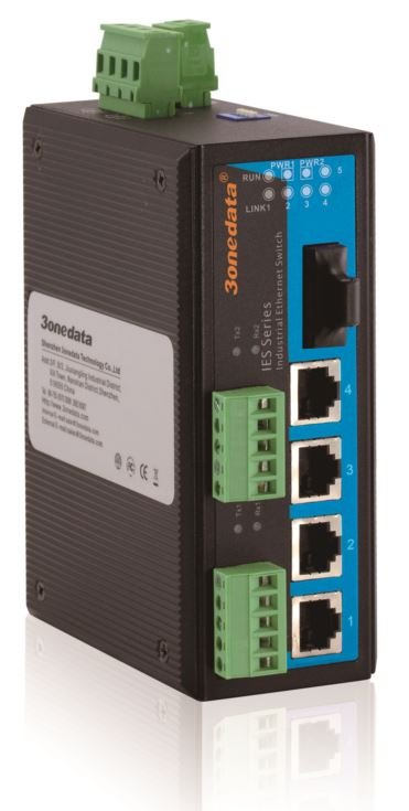 5 ports 10/100Base-T(X), 1 Fiber MM + 2 RS485 porter