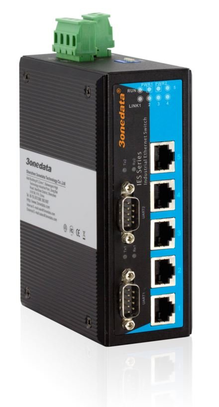 5 ports 10/100Base-T(X) + 2 RS232 porter