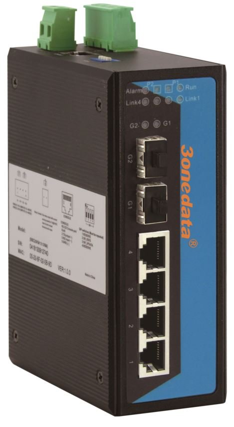 4 ports 10/100 Base-TX + 2 Gigabit SFP